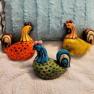 Hand Painted Hens Decor